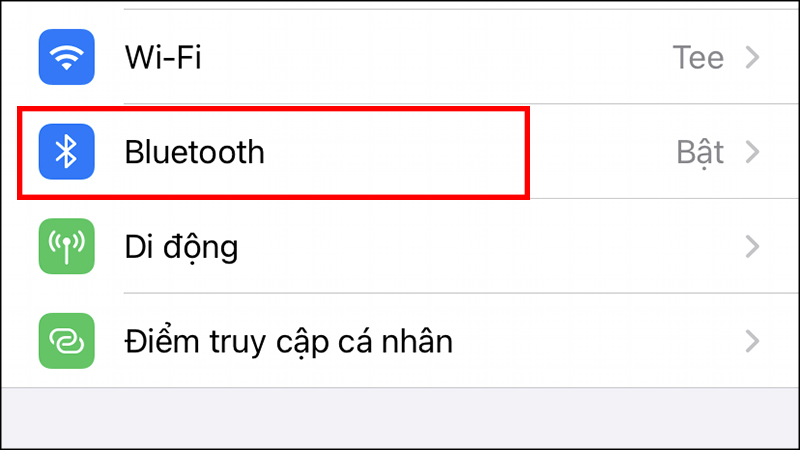 Vào phần Bluetooth